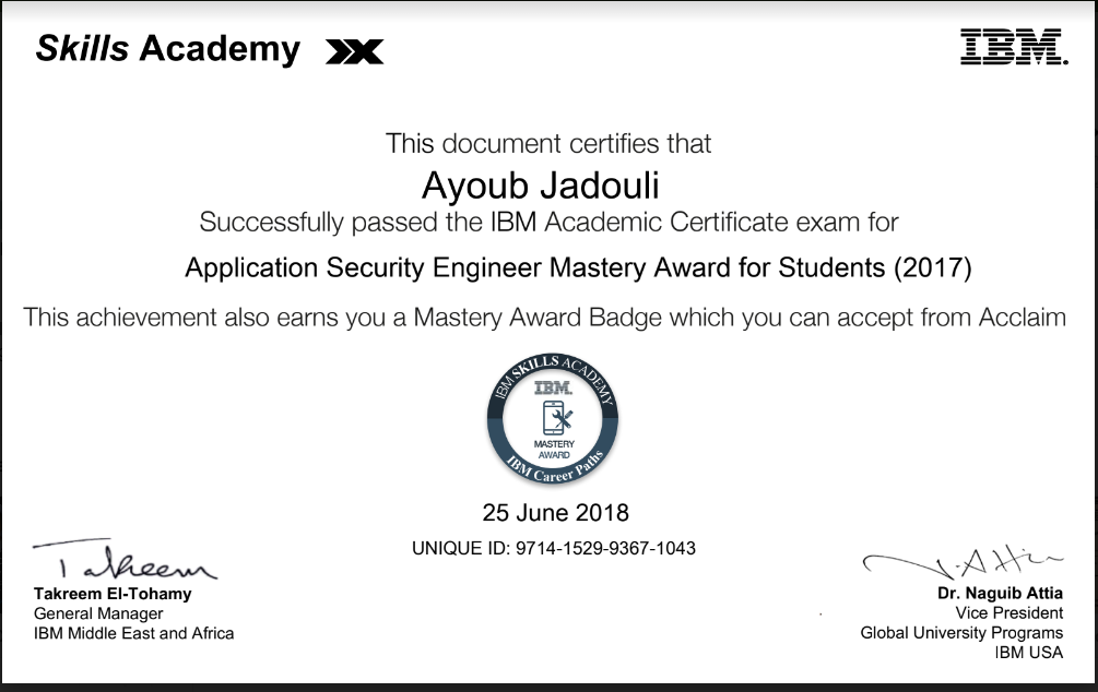 Application Security Engineer - Mastery Award